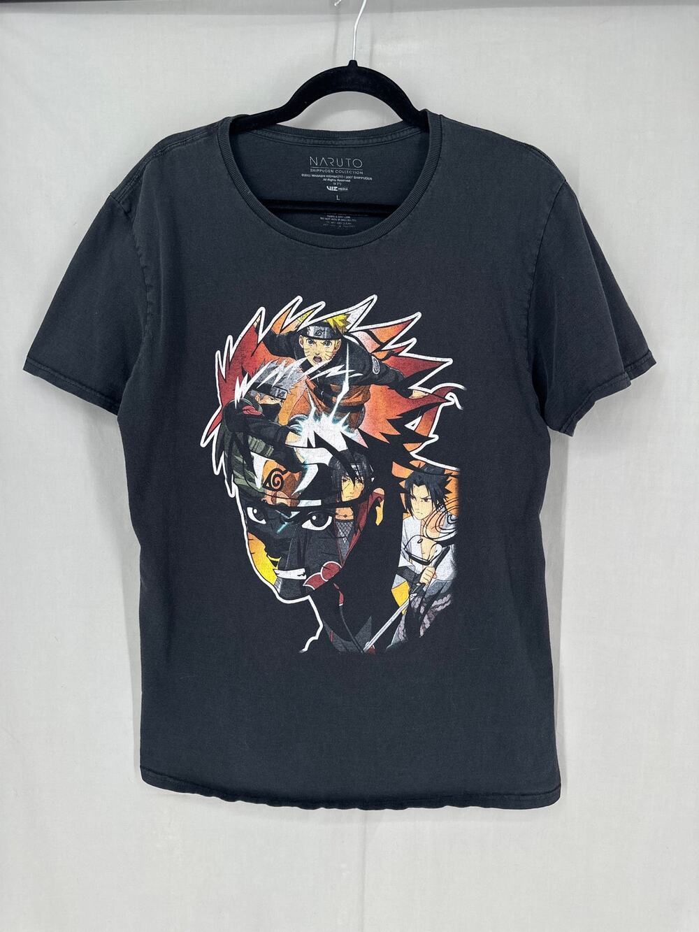 Naruto Shippuden Shirt Mens Large Black Graphic Tee 2007 Anime